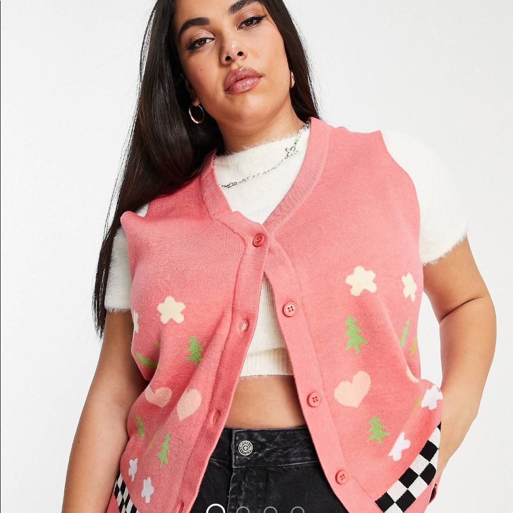 ASOS Curve Native youth multi colored sweater vest in a size 18